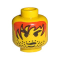 LEGO® Minifigure, Head Red Eyebrows and Hair with Black Outline, Stubble, Chin Dimple, Scowl Pattern 3626px33 gelb