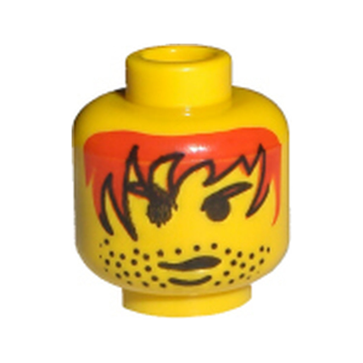 LEGO® Minifigure, Head Red Eyebrows and Hair with Black Outline, Stubble, Chin Dimple, Scowl Pattern 3626px33 gelb