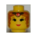 LEGO® Minifigure, Head Female Tiara, Brown Curly Hair, Red Lips Pattern 3626px67 gelb