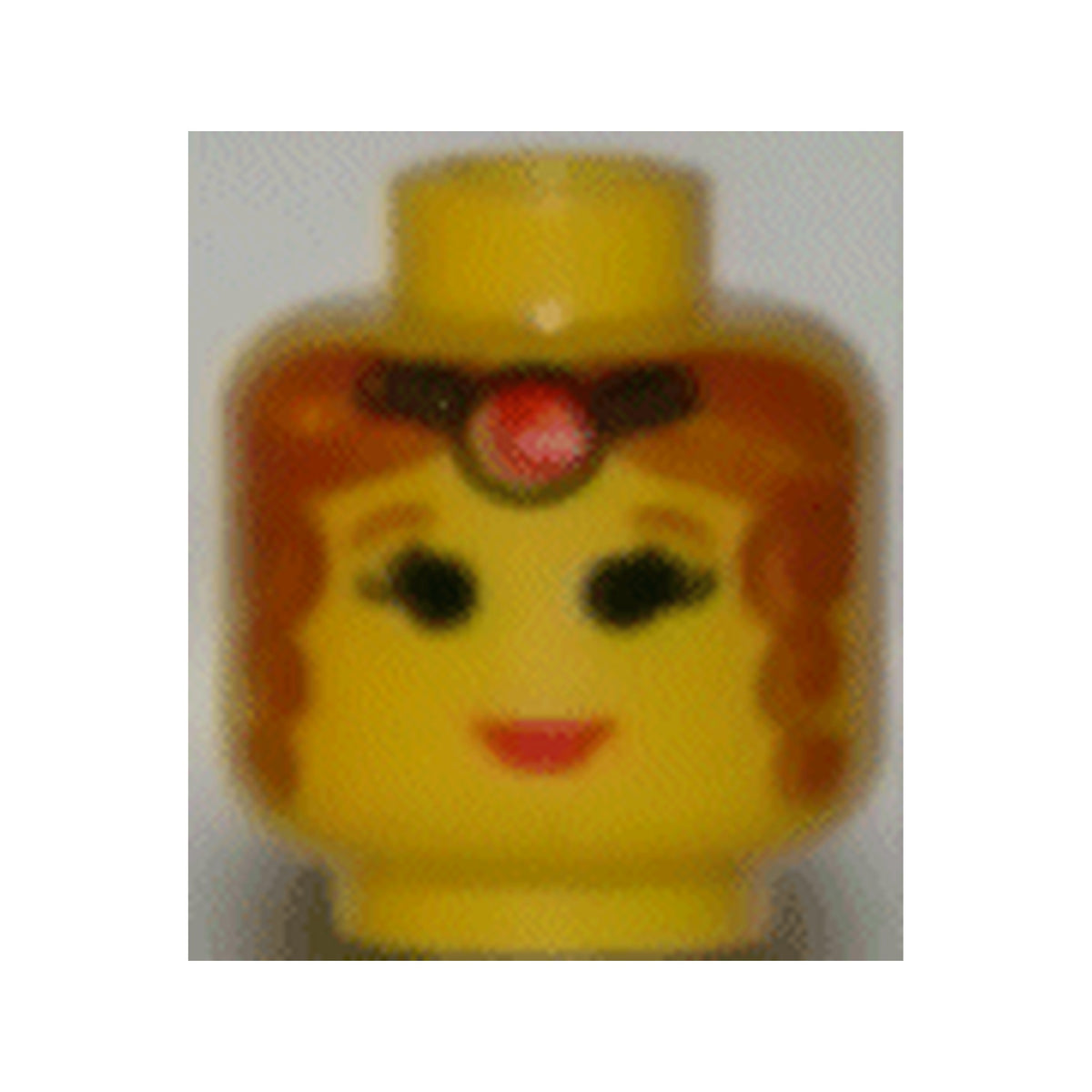LEGO® Minifigure, Head Female Tiara, Brown Curly Hair, Red Lips Pattern 3626px67 gelb