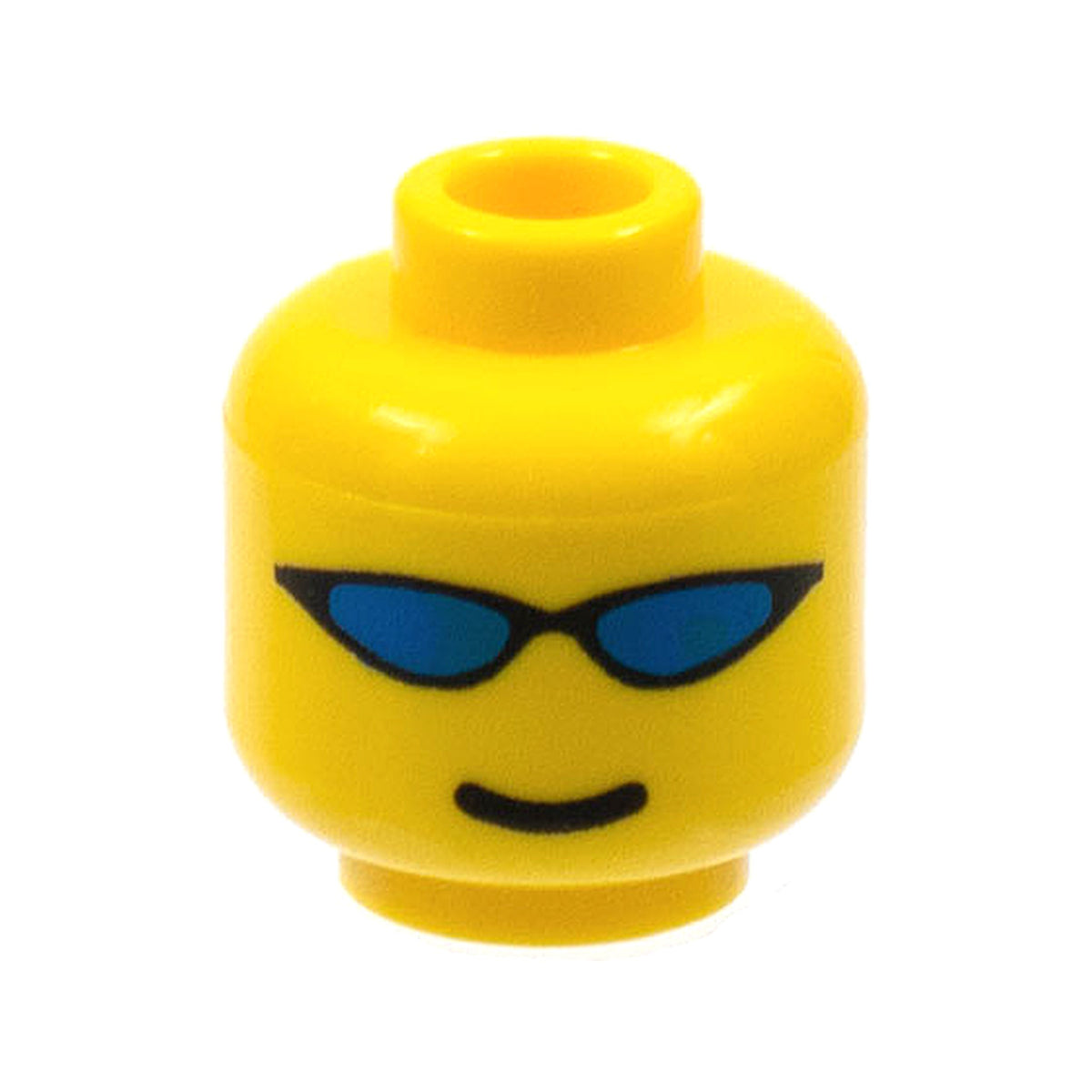 LEGO® Minifigure, Head Glasses with Blue Wrap Sunglasses and Standard Smile Pattern 3626px87 gelb