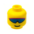 LEGO® Minifigure, Head with Blue and Light Purple Wrap Sunglasses, Grin Pattern 3626px89 gelb