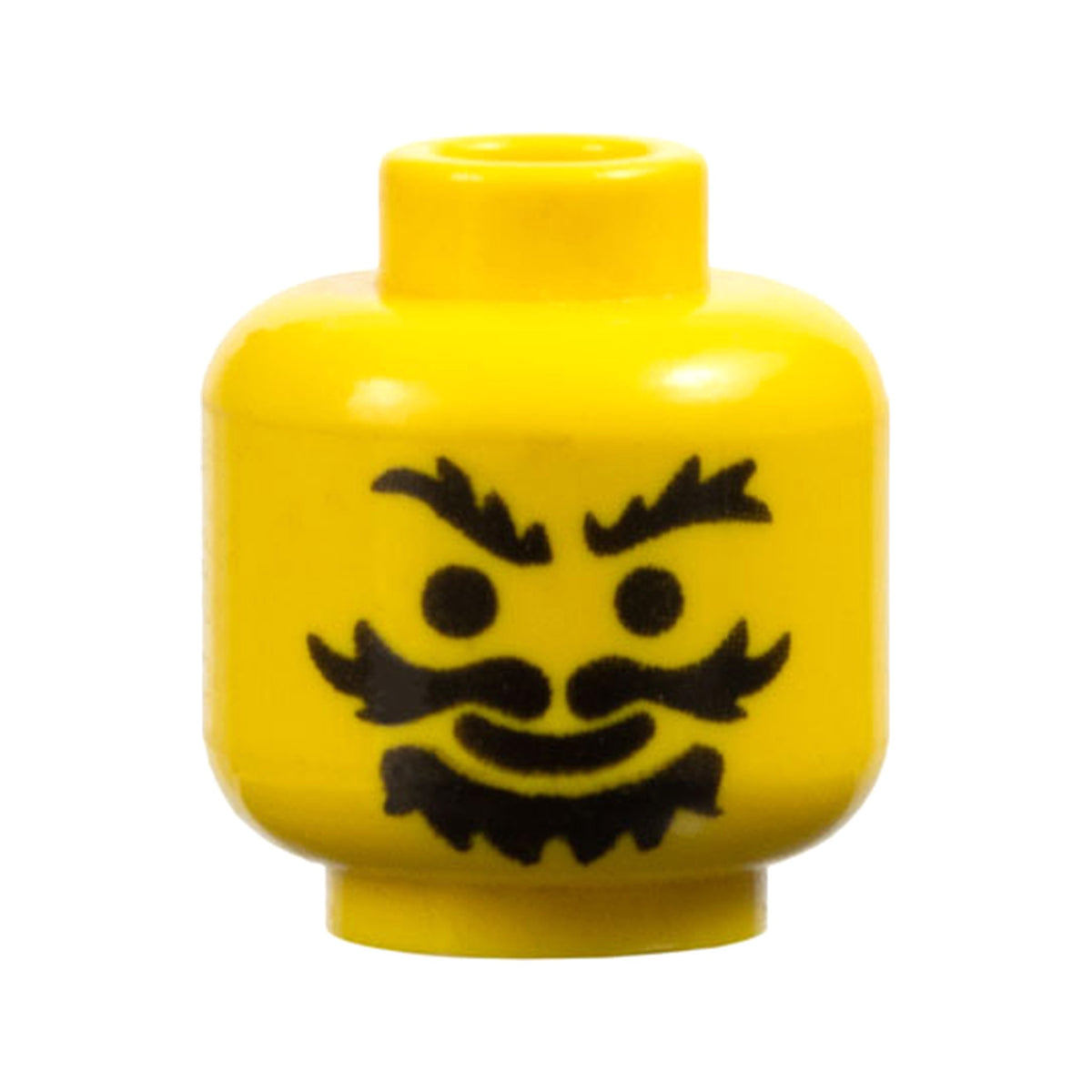 LEGO® Minifigure, Head Black Bushy Eyebrows, Wavy Moustache, and Goatee, Standard Grin Pattern 3626px96 gelb