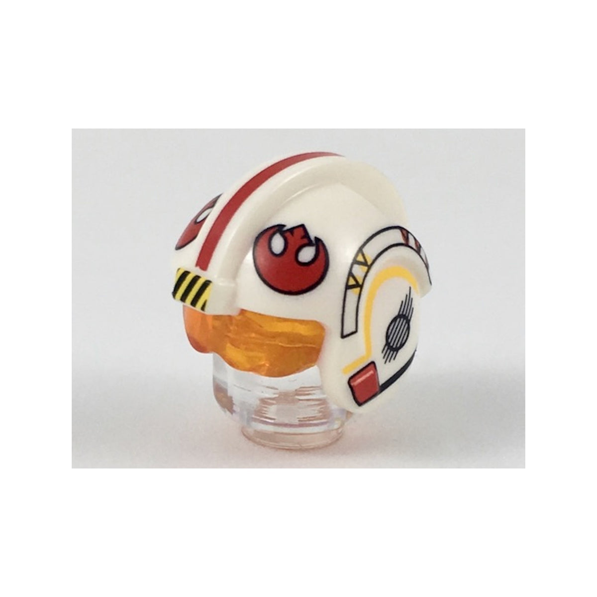 LEGO® Minifigure, Headgear Helmet SW Rebel Pilot with Molded Trans-Orange Visor and Printed Red Stripe and Rebel Logos Pattern (Luke Skywalker) 37630pb02 weiss