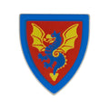 LEGO® Minifigure, Shield Triangular Short with Blue and Yellow Dragon on Red Background Pattern 3846px10 hellgrau (alt)