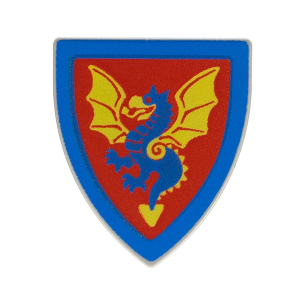 LEGO® Minifigure, Shield Triangular Short with Blue and Yellow Dragon on Red Background Pattern 3846px10 hellgrau (alt)