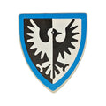 LEGO® Minifigure, Shield Triangular Short with Black and White Falcon with Blue Border Pattern 3846px9 hellgrau (alt)