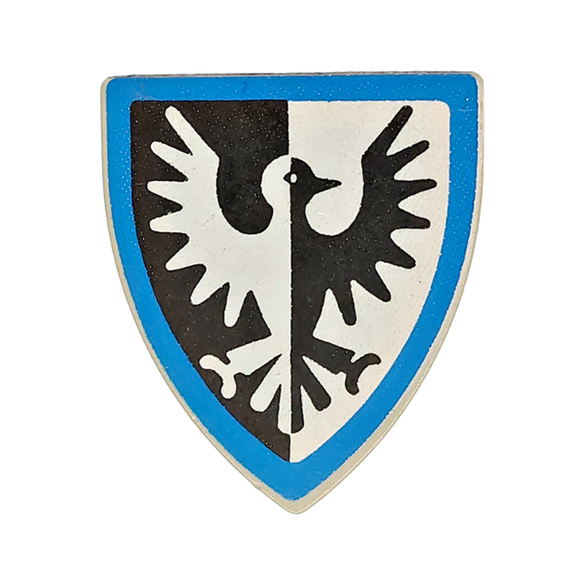 LEGO® Minifigure, Shield Triangular Short with Black and White Falcon with Blue Border Pattern 3846px9 hellgrau (alt)