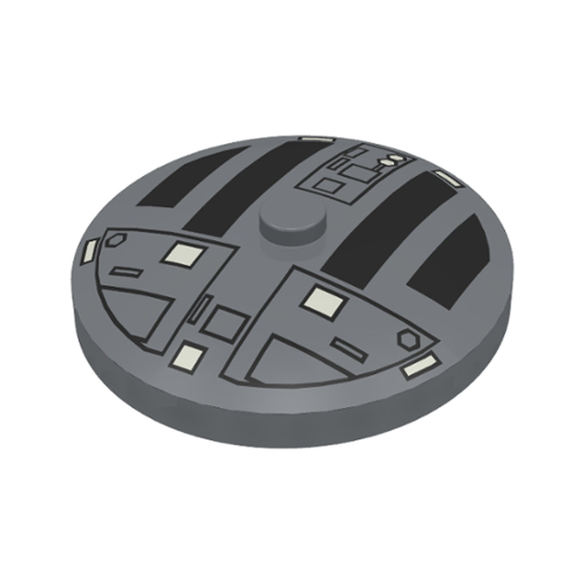 LEGO® Dish 4 x 4 Inverted (Radar) with Solid Stud with Star Wars TIE Hatch Black and White Pattern 3960px4 dunkelgrau