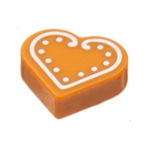 LEGO® Tile, Round 1 x 1 Heart with White Cookie Icing Pattern 39739pb05