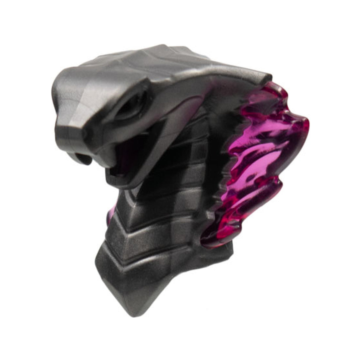 LEGO® Minifigure, Head, Modified Snake, Cobra with Open Mouth with Molded Trans-Dark Pink Eyes, Tongue, and Flames on Open Hood Pattern 41201pb03 perldunkelgrau