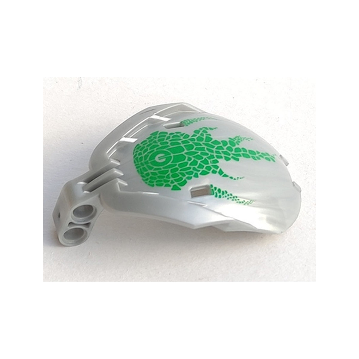 LEGO® Bionicle Bohrok Windscreen 4 x 5 x 7 with Green Scales and Lehvak-Kal Logo Pattern 41671pb06 perlhellgrau