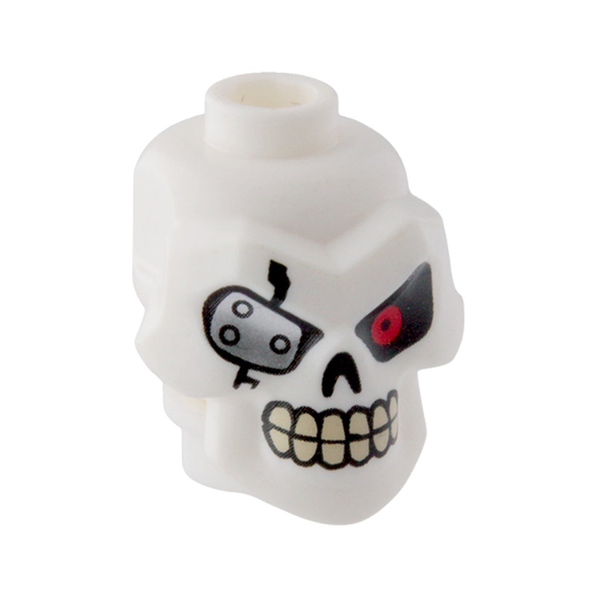 LEGO® Minifigure, Head, Modified Skull with Red Left Eye and Silver Eye Patch Pattern 43693pb02 weiss