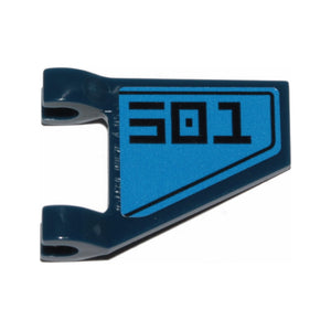 LEGO® Flag 2 x 2 Trapezoid with Flat Edge with Black Stylized '501' on Blue Background Pattern Model Left Side (Sticker) - Set 75280 44676pb047L