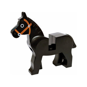 LEGO® Horse with Black Eyes Circled with White, Brown Bridle Pattern 4493c01pb02