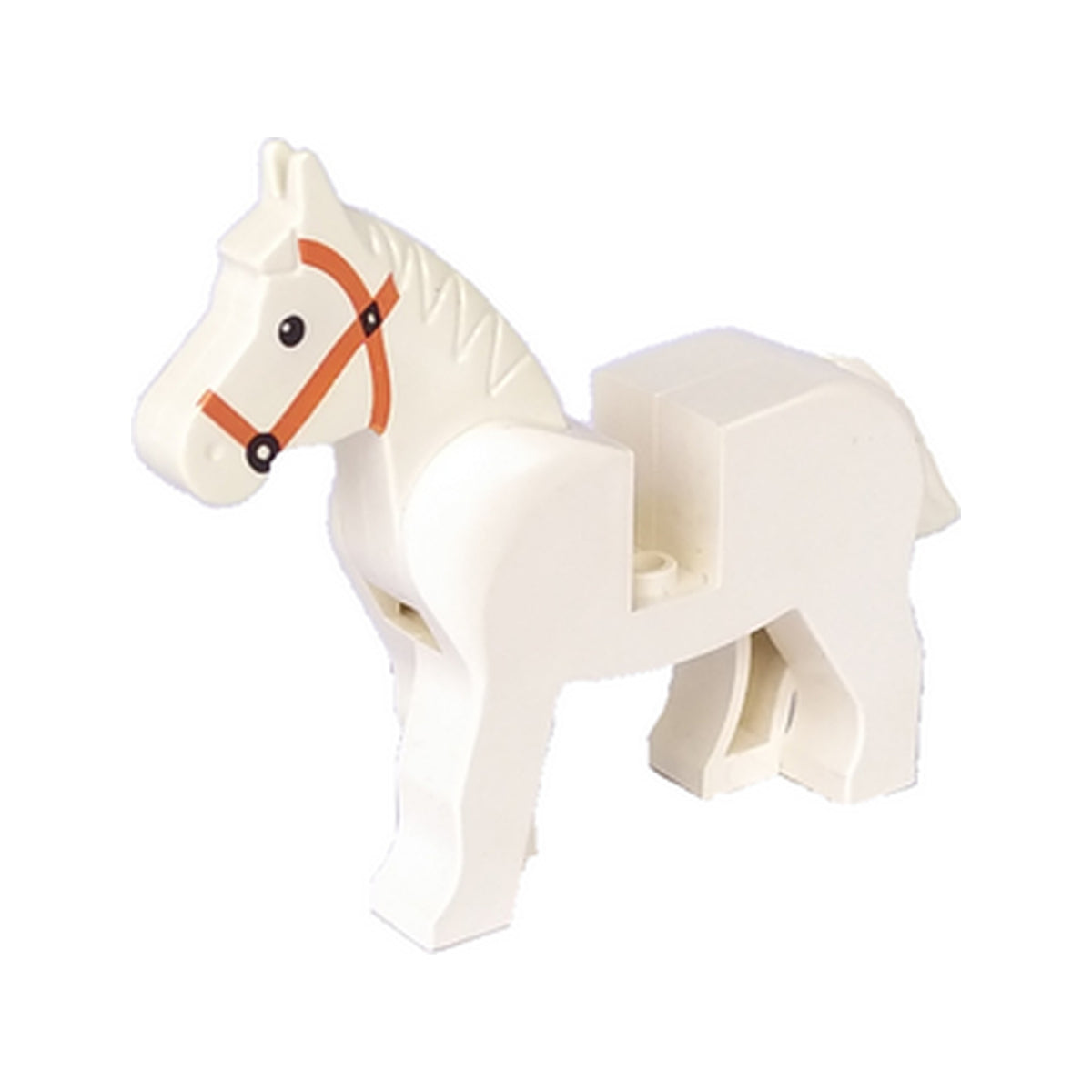 LEGO® Horse with Black Eyes, White Pupils and Dark Orange Bridle Pattern 4493c01pb04 weiss