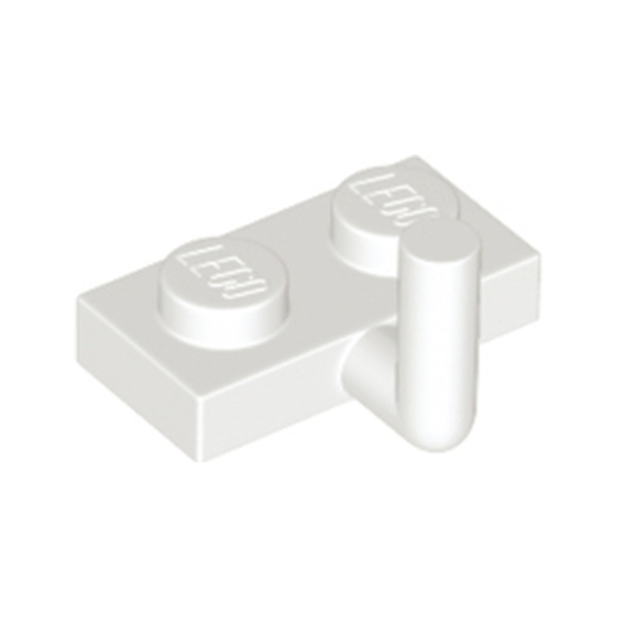 LEGO® Plate, Modified 1 x 2 with Bar Arm Up (Horizontal Arm 5mm) 4623b weiss