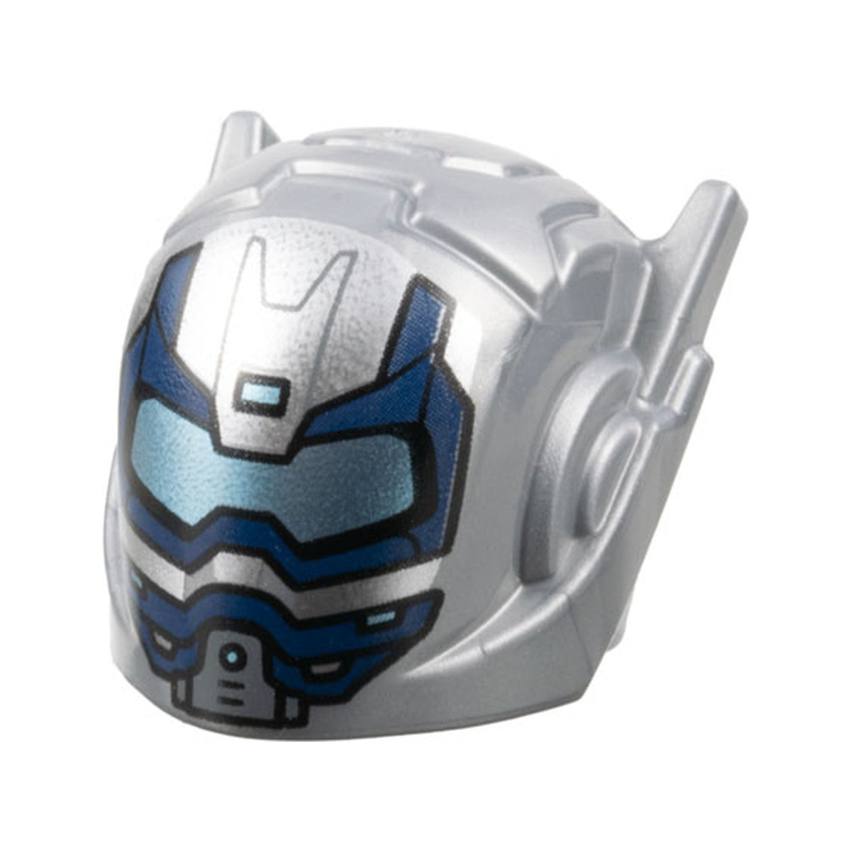 LEGO® Minifigure, Headgear Helmet with Ear Antennas with Metallic Light Blue Visor and Dark Blue Trim Pattern 46534pb07 silber