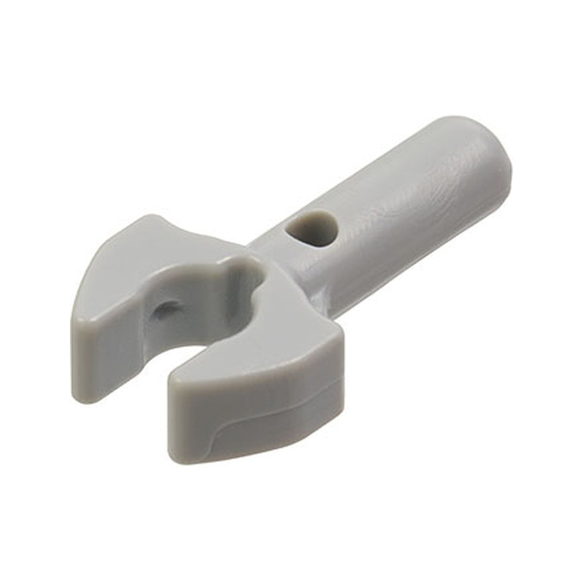 LEGO® Bar   1L with Clip Mechanical Claw - Cut Edges and Hole on Side 48729b hellgrau