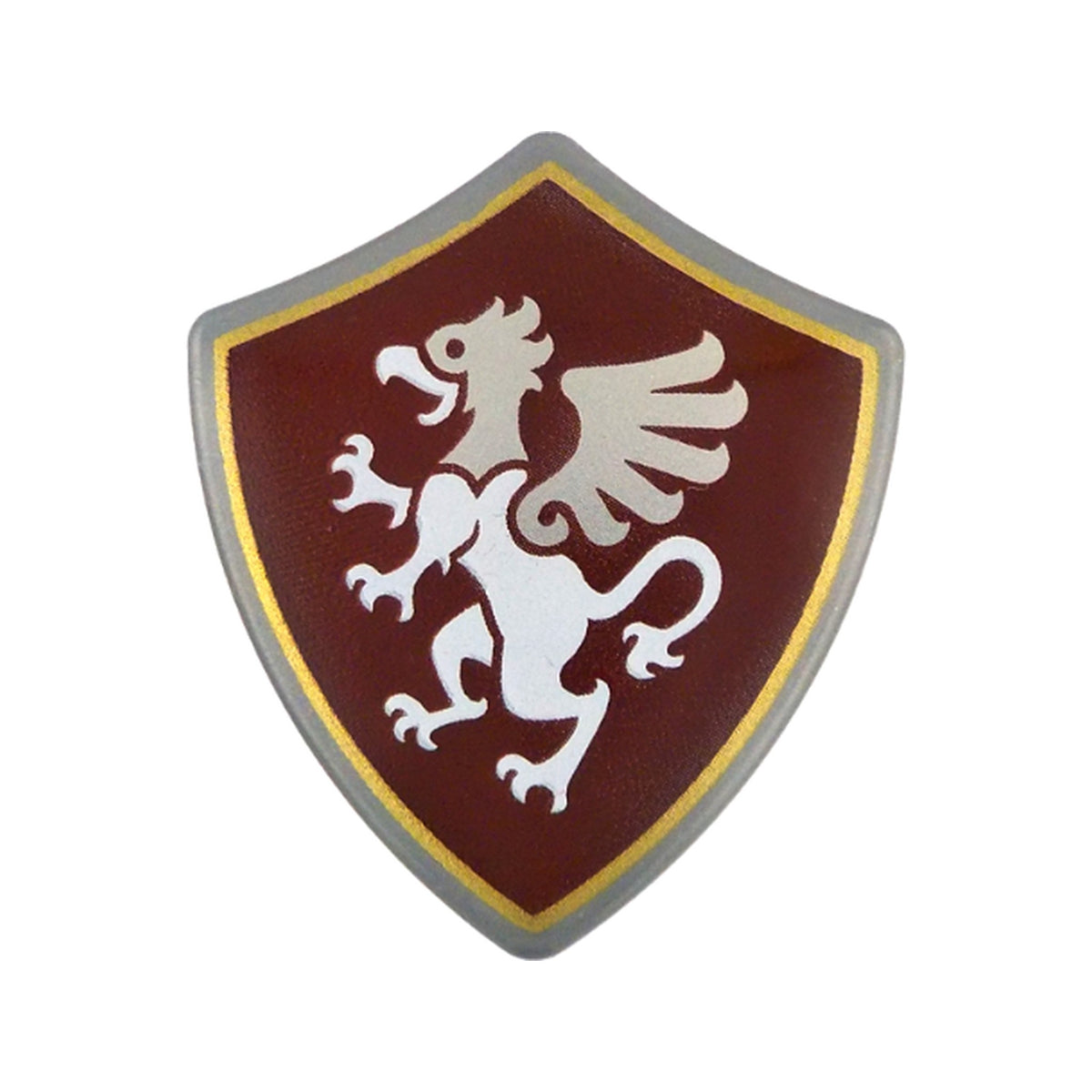 LEGO® Minifigure, Shield Quadrilateral with White and Silver Griffin on Dark Red Background with Gold Border Pattern 4972pb02 silber