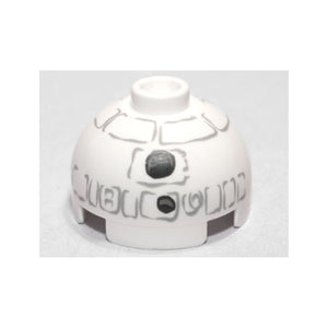 LEGO® Brick, Round 2 x 2 Dome Top with Gray Lines and Coal Pieces Pattern (Snowman R2-D2) 553pb015