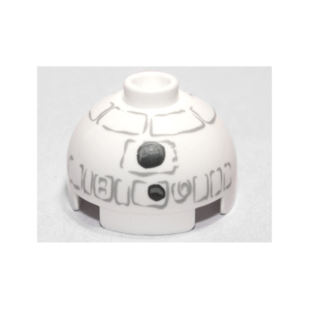 LEGO® Brick, Round 2 x 2 Dome Top with Gray Lines and Coal Pieces Pattern (Snowman R2-D2) 553pb015 weiss
