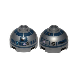 LEGO® Brick, Round 2 x 2 Dome Top with Bright Pink Dots, Small Receptor and Dark Blue Pattern (R2-D2) 553pb017b