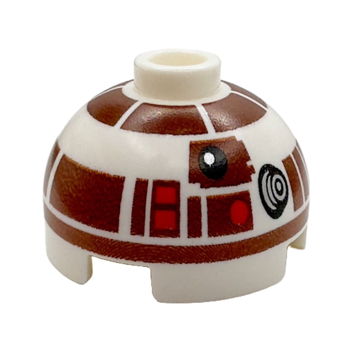 LEGO® Brick, Round 2 x 2 Dome Top with Reddish Brown Panels and Band Around Dome Pattern (R7-D4) 553pb059 weiss