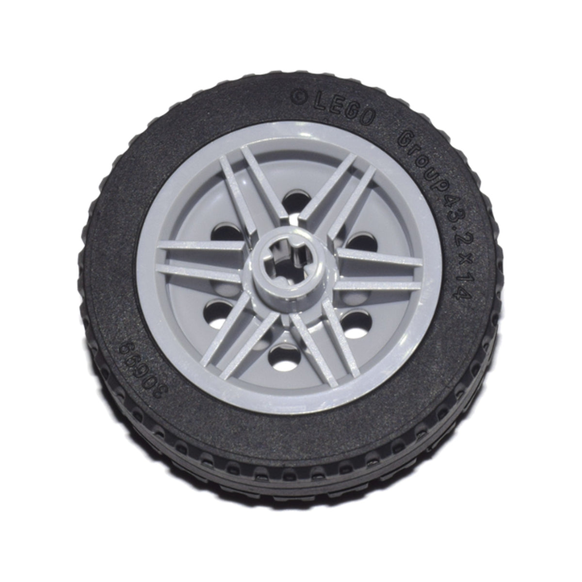 LEGO® Wheel 30mm D. x 14mm with Black Tire 43.2 x 14 Solid (56904 / 30699) 56904c02 hellgrau