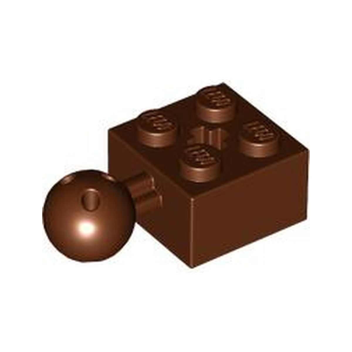 LEGO® Technic, Brick Modified 2 x 2 with Ball Joint and Axle Hole with 6 Holes in Ball 57909b braun