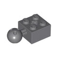 LEGO® Technic, Brick Modified 2 x 2 with Ball Joint and Axle Hole with 6 Holes in Ball 57909b dunkelgrau