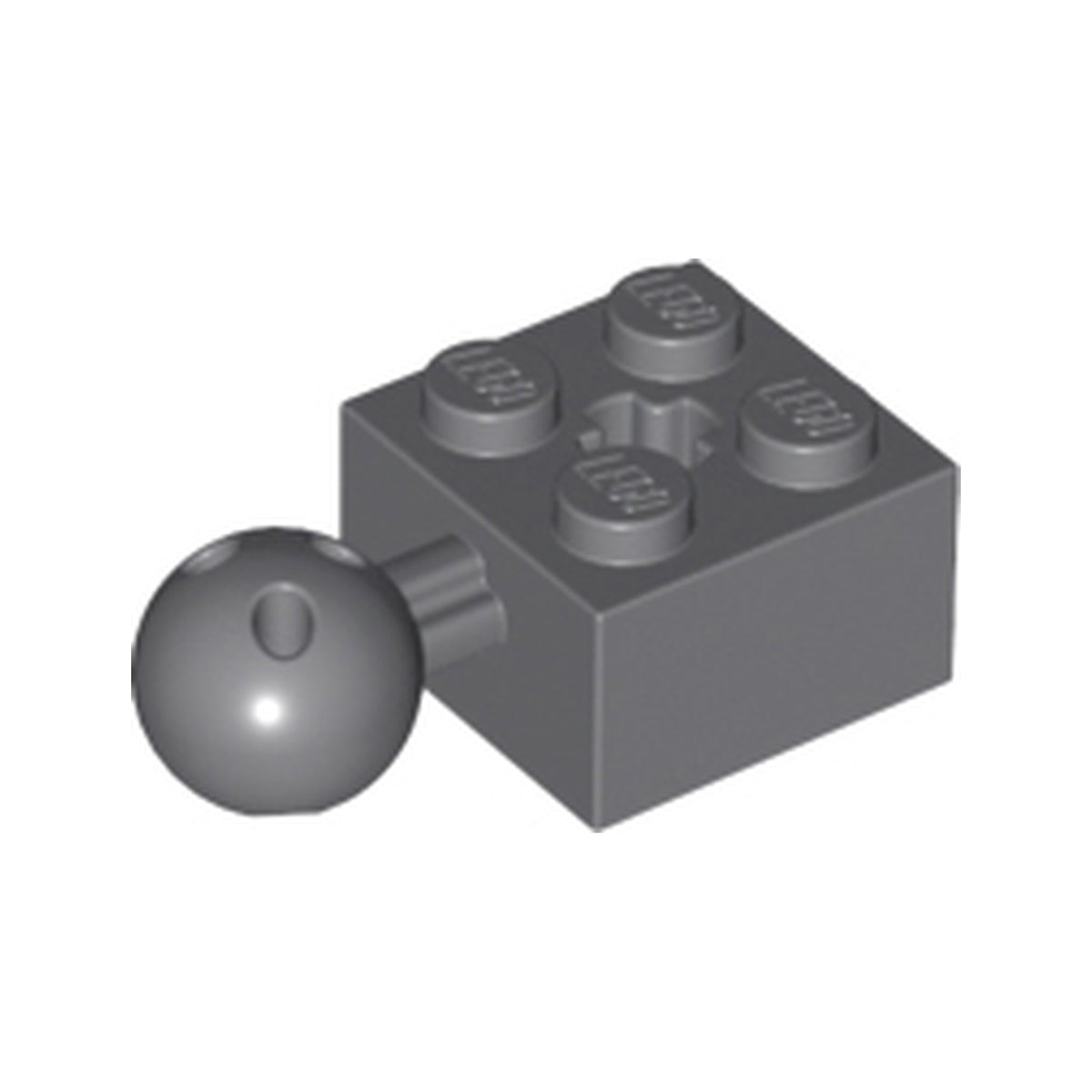 LEGO® Technic, Brick Modified 2 x 2 with Ball Joint and Axle Hole with 6 Holes in Ball 57909b dunkelgrau