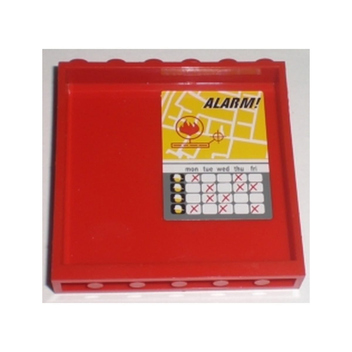 LEGO® Panel 1 x 6 x 5 with 'ALARM!' and Schedule Pattern (Sticker) - Set 7208 59349pb019 rot