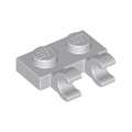 LEGO® Plate, Modified 1 x 2 with 2 Open O Clips (Horizontal Grip) 60470b hellgrau