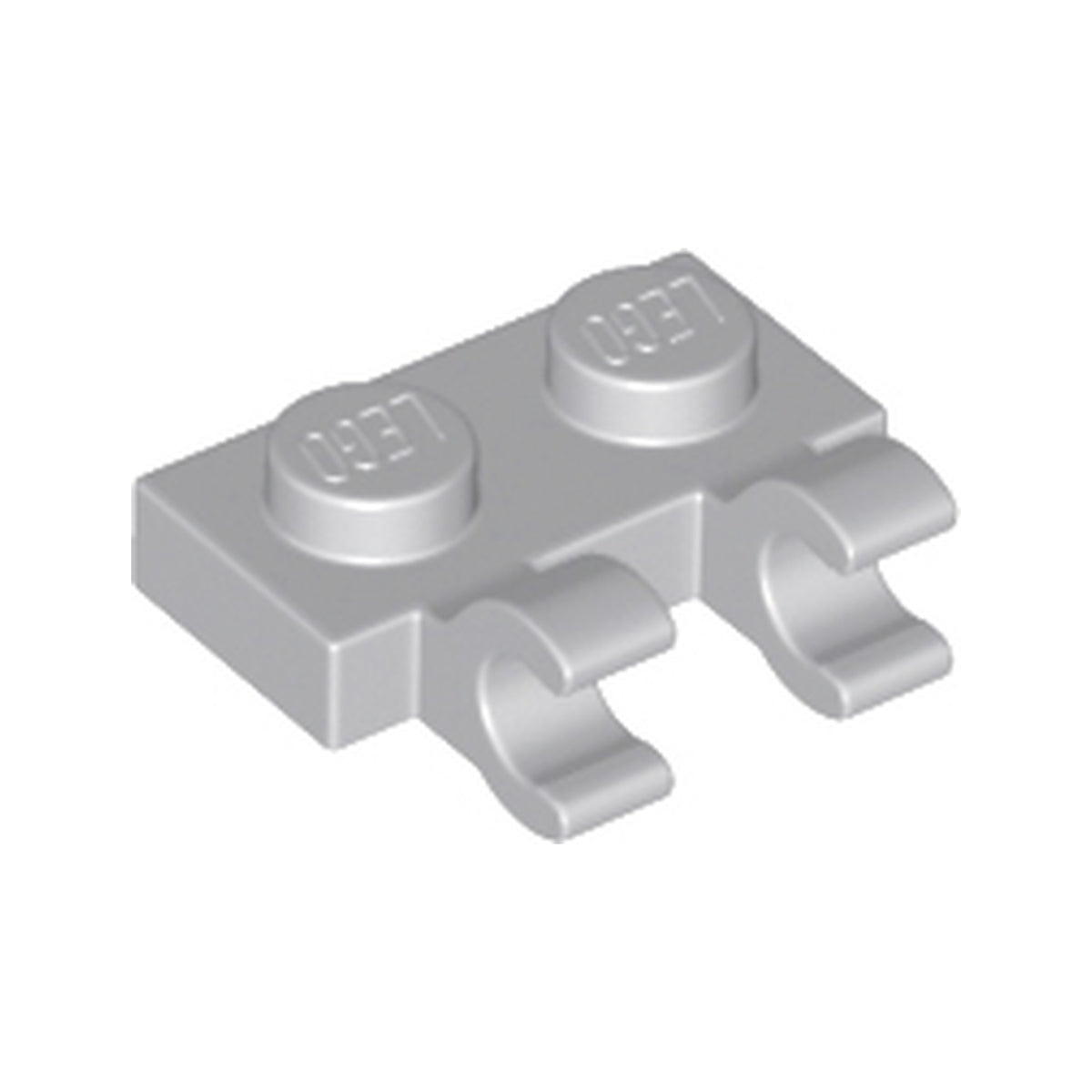 LEGO® Plate, Modified 1 x 2 with 2 Open O Clips (Horizontal Grip) 60470b hellgrau
