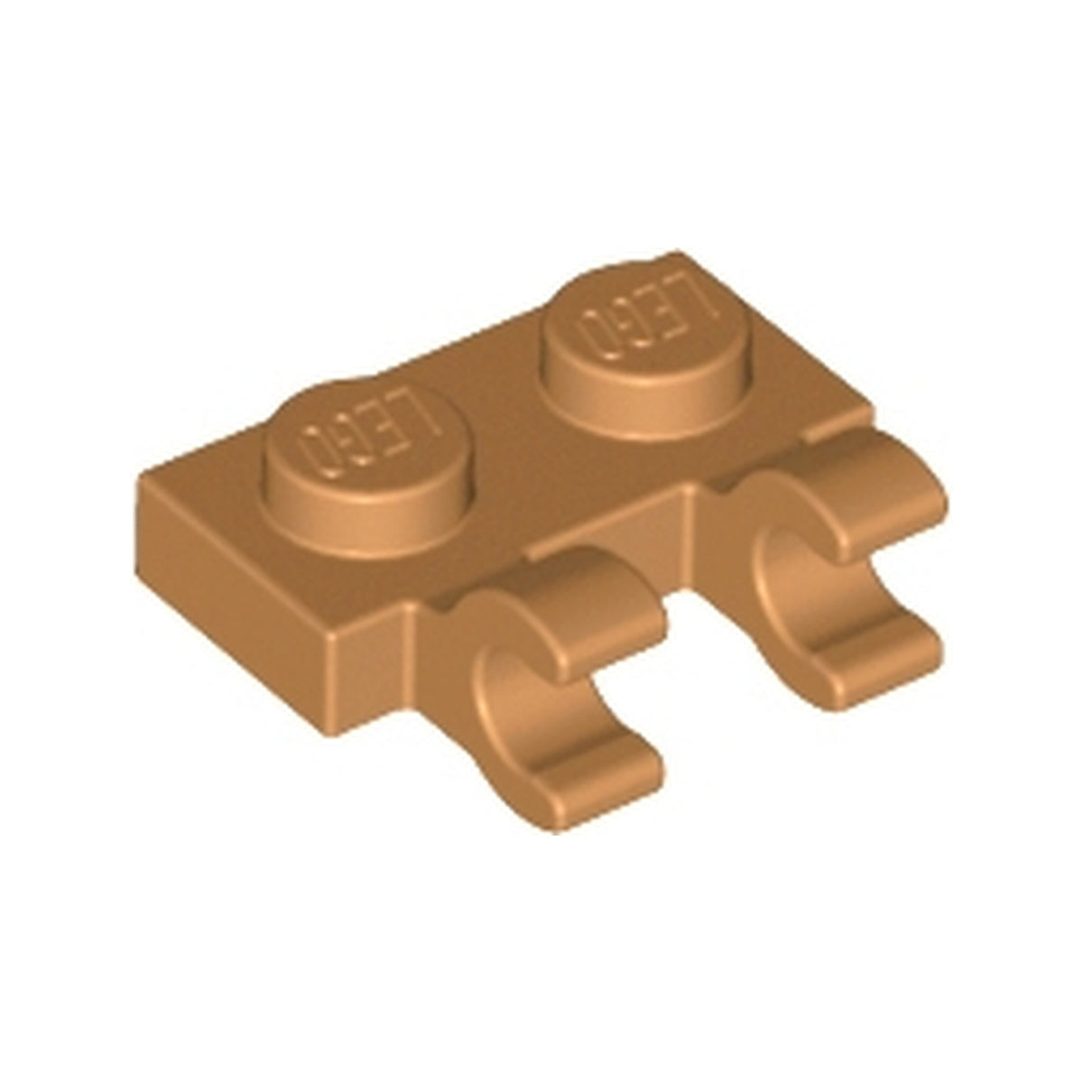 LEGO® Plate, Modified 1 x 2 with 2 Open O Clips (Horizontal Grip) 60470b mittelnougat