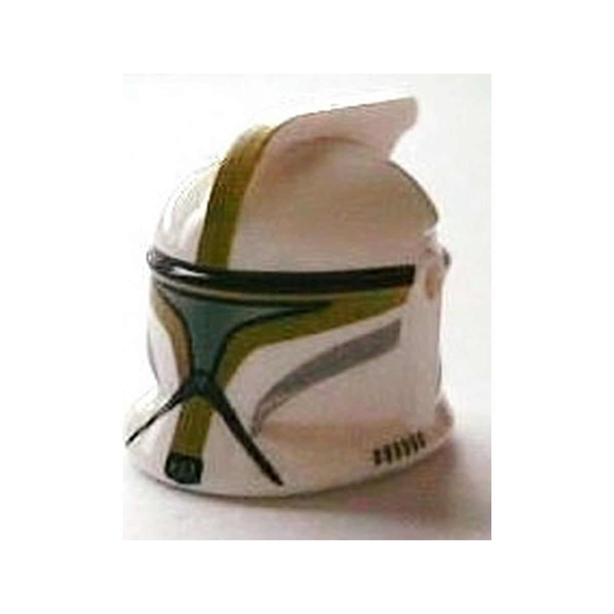 LEGO® Minifigure, Headgear Helmet SW Clone Trooper with Holes, Olive Green Markings and Silver Visor Pattern (Clone Trooper Sergeant) 61189pb12 weiss