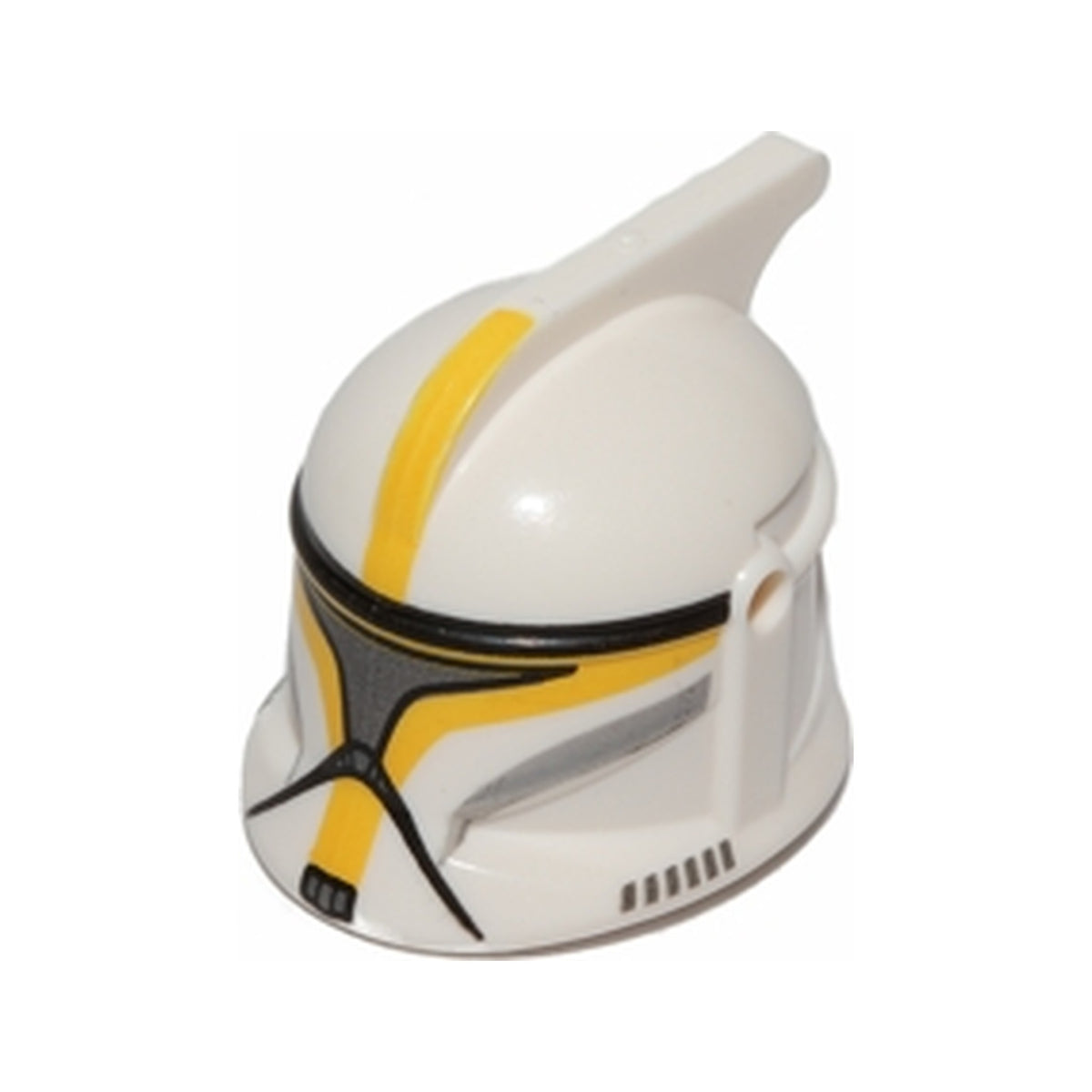 LEGO® Minifigure, Headgear Helmet SW Clone Trooper with Holes, Yellow Markings and Silver Visor Pattern (Clone Trooper Commander) 61189pb14 weiss