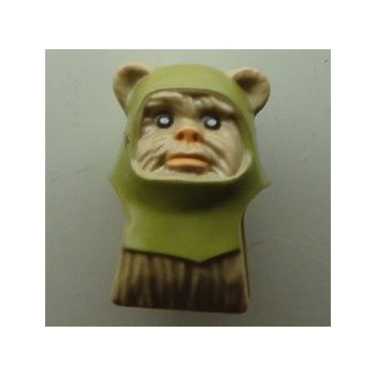 LEGO® Minifigure, Head, Modified SW Ewok with Olive Green Hood Pattern 64805pb05 dunkelbeige