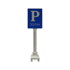LEGO® Road Sign Square-Tall with Parking 'P' and '300m' Pattern 675p01
