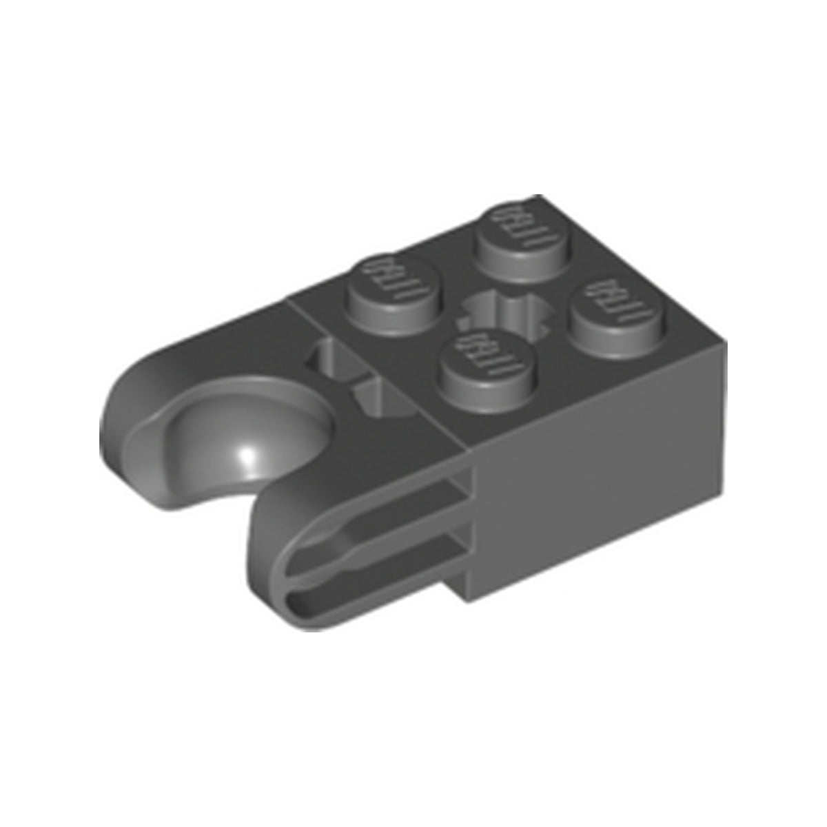 LEGO® Technic, Brick Modified 2 x 2 with Ball Socket and Axle Hole - Straight Forks with Round Ends and Closed Sides 67696 dunkelgrau