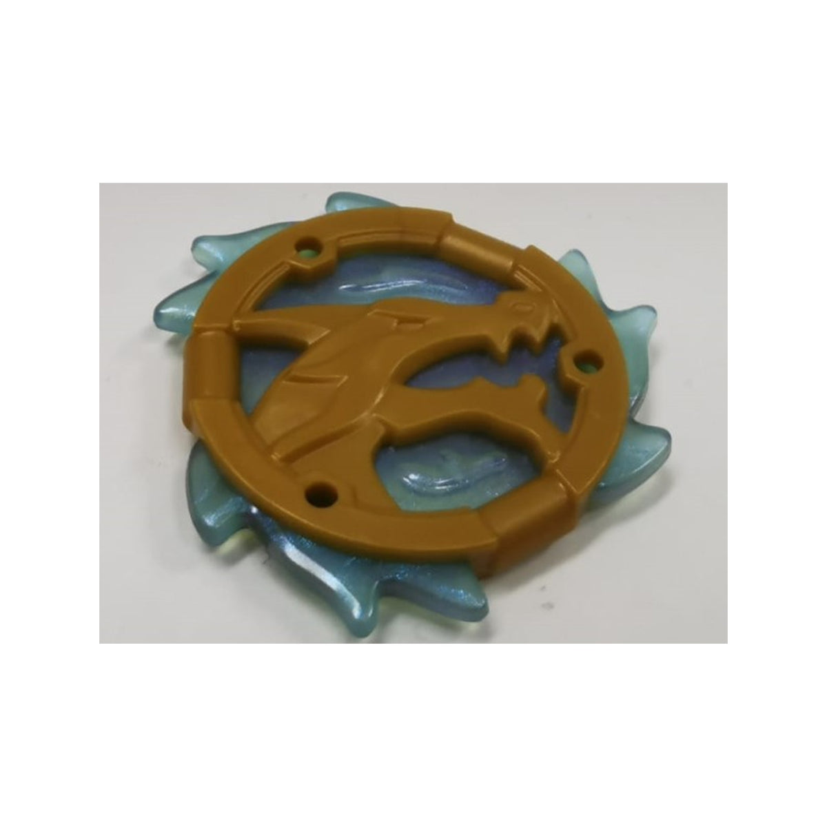 LEGO® Ring 3 x 3 with Dragon Head with Molded Satin Trans-Light Blue Flames Pattern (Ninjago Wave Amulet) 69567pb02 perlgold