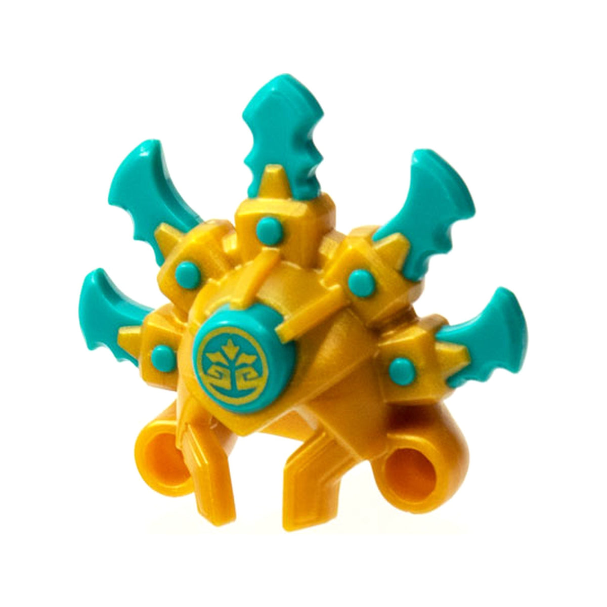 LEGO® Minifigure, Headgear Headdress Islander with Dark Turquoise Blades and Trim and Gold Logo Pattern 69576pb01 perlgold