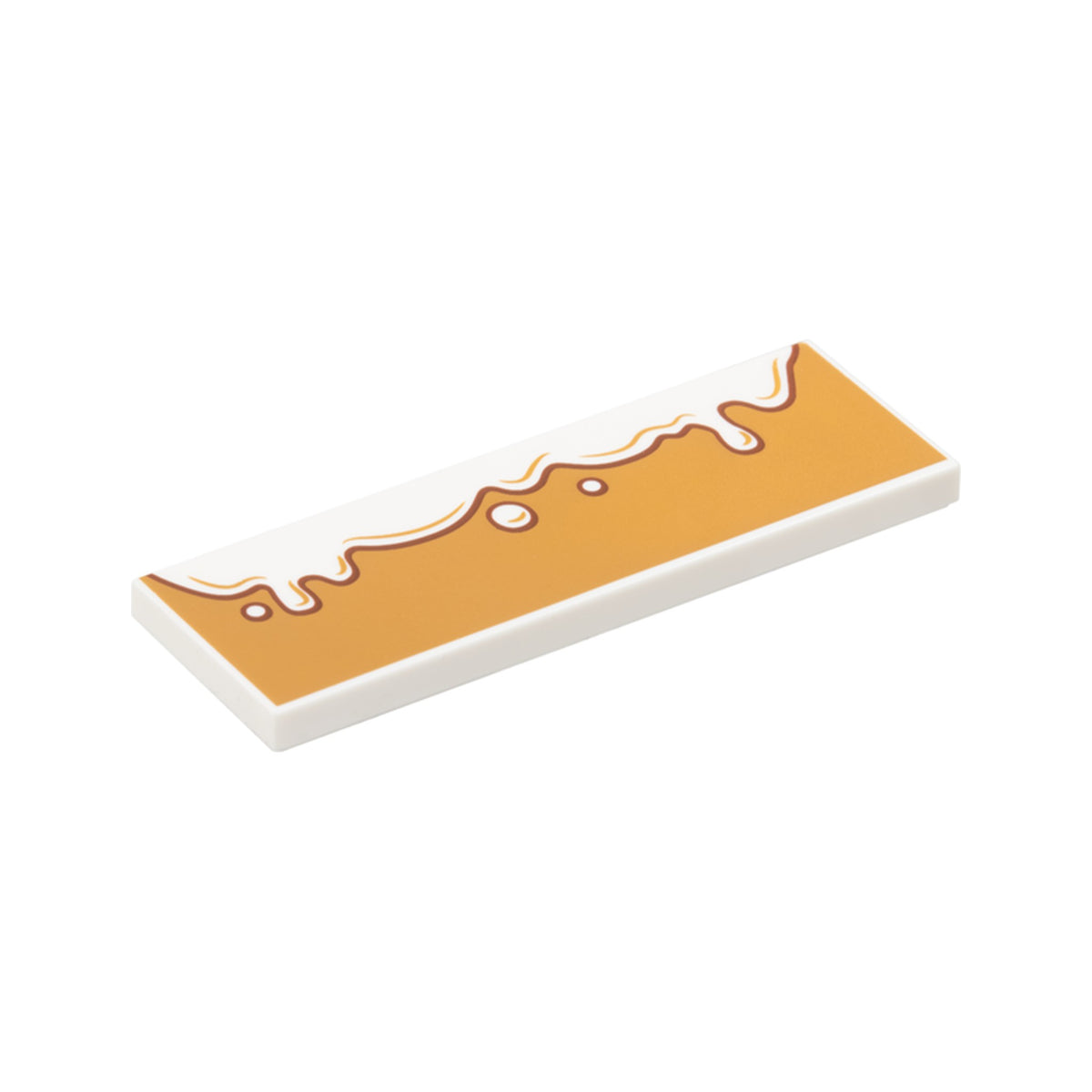 LEGO® Tile 2 x 6 with Dripping Icing on Medium Nougat Background Pattern 69729pb143 weiss