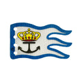 LEGO® Cloth Flag 8 x 5 Wave with Blue Border, Yellow Crown, and Black Anchor Pattern 71309 weiss