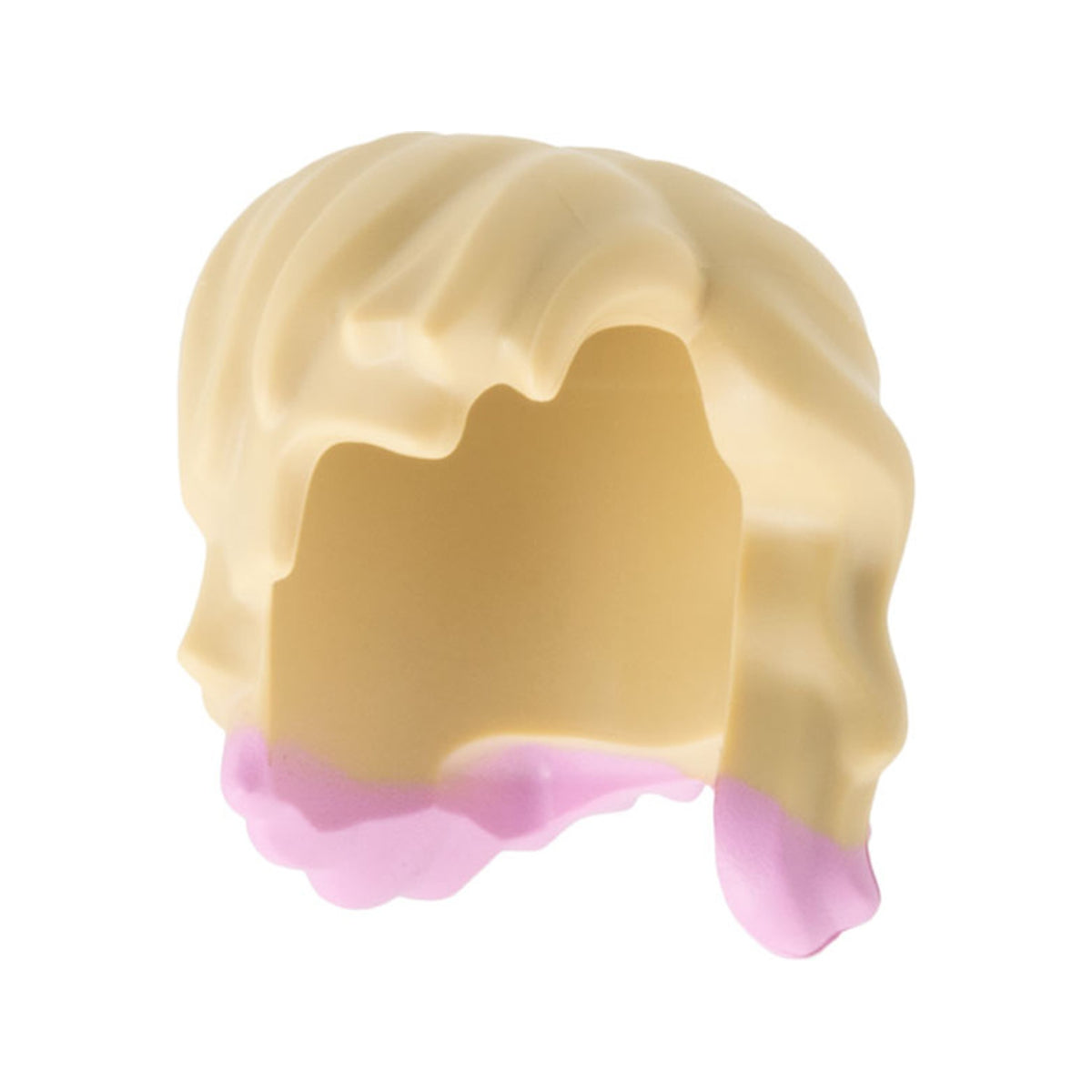 LEGO® Minifigure, Hair Female Mid-Length with Part over Left Shoulder with Molded Bright Pink Tips Pattern 7317pb01 beige