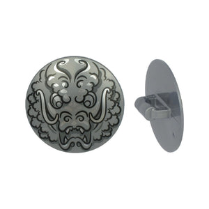 LEGO® Minifigure, Shield Circular / Round Convex Face with Black and Silver Ninjago Dragon Head Pattern 75902pb16