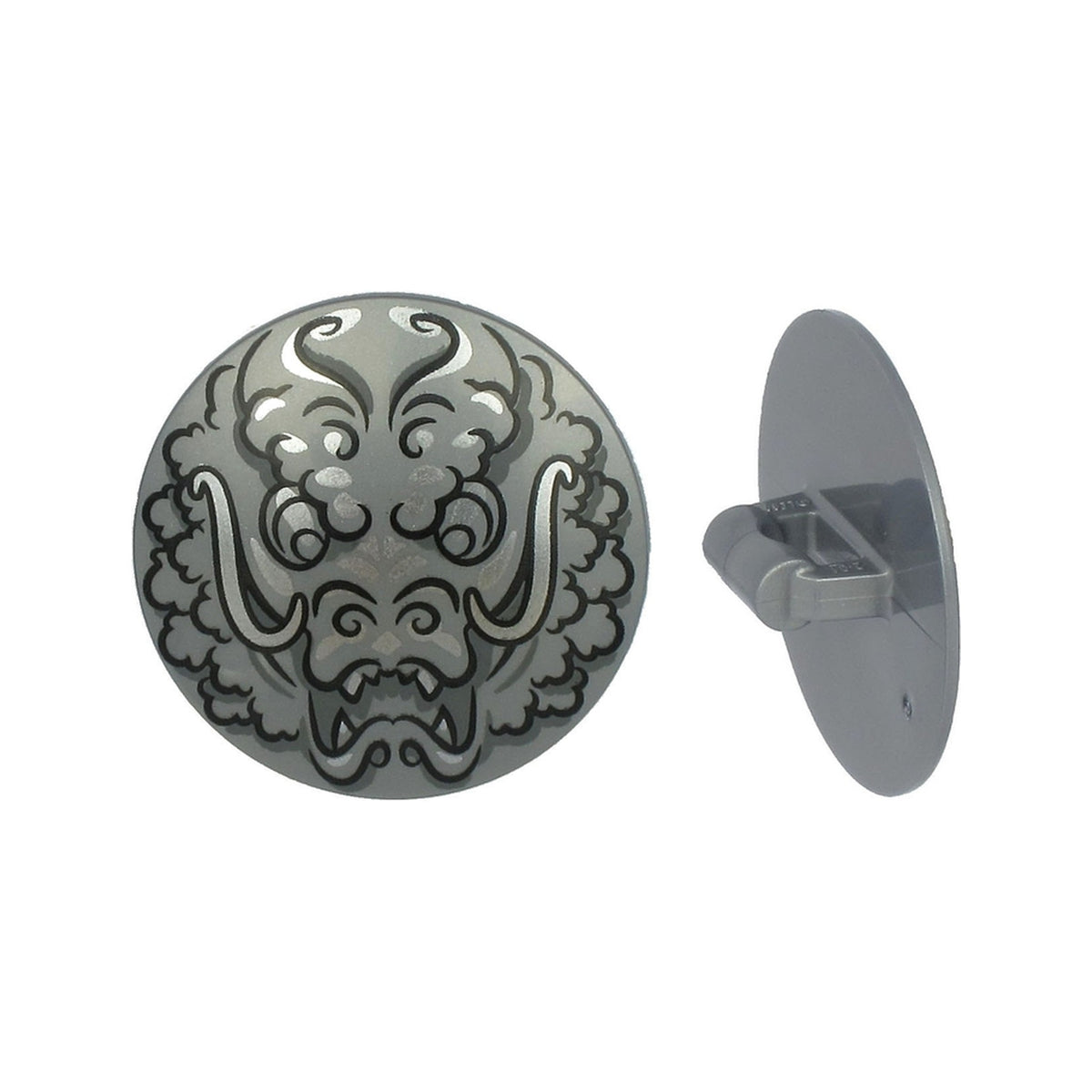 LEGO® Minifigure, Shield Circular / Round Convex Face with Black and Silver Ninjago Dragon Head Pattern 75902pb16 silber