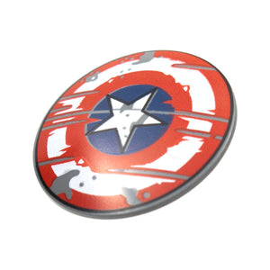 LEGO® Minifigure, Shield Circular / Round Convex Face with Red and White Concentric Rings, Star in Dark Blue Circle, Scratched and Weathered Pattern (Captain America) 75902pb21