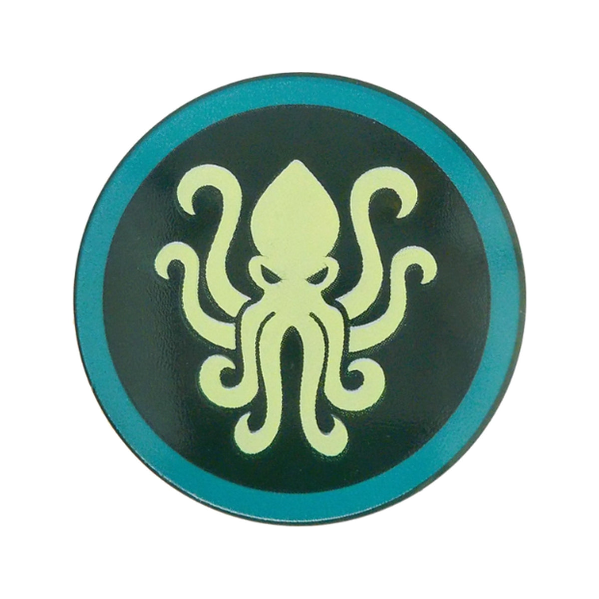 LEGO® Minifigure, Shield Circular / Round Convex Face with Yellowish Green Kraken in Dark Turquoise Circle Pattern 75902pb35 dunkelgrün
